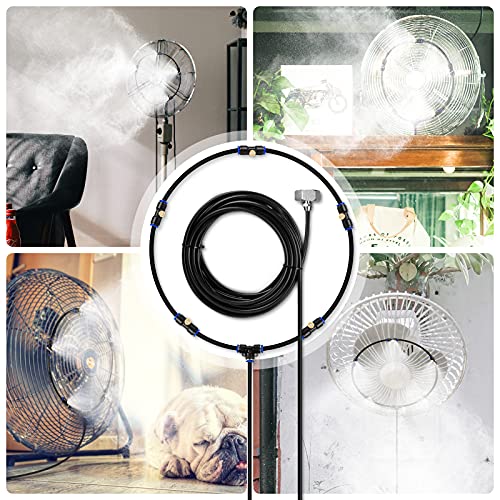 lifeegrn Misting Cooling System: Outdoor Mister System for Patio, 20 FT Misting Line+5 Mist Nozzles+3/4" Brass Adapter Garden Trampoline Greenhouse - size: 20 FT