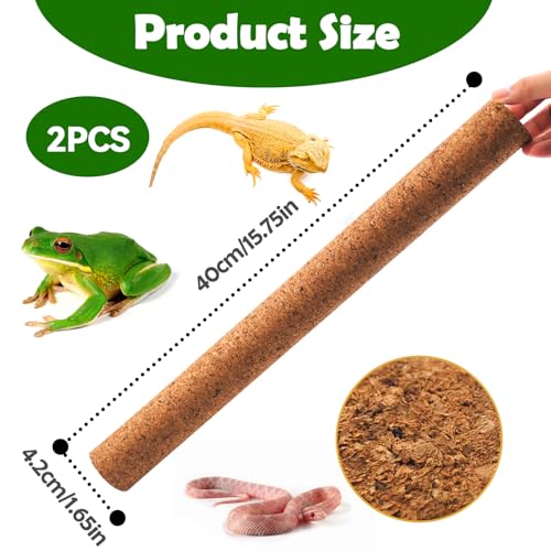 Natural Climbing Pet Cork Stick Natural Tree Frog Cork Wood Stick Branch Reptiles Climbing Branches Reptiles Use Cork Branches Climb Branches for Frogs, Snakes,Lizards, Bearded Dragons - size: 15.75"D x 1.65"W x 1.65"H