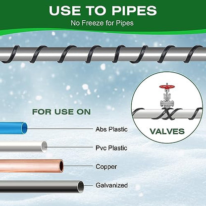 3FT-200FT Pipe Heating Cable for Water Pipes, Heat Tape for Water Pipe | Heat Cable for Water Pipes(Metal and Plastic), Pipe Heat Tape Keeps Water Flowing at -40°F 5w/ft, 120V Plumbing