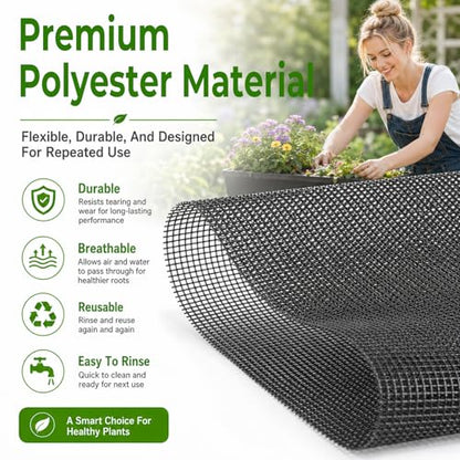 30pcs mesh Sheet, Fine Terrarium Mesh | Plastic Drainage Mesh for Plants Bonsai Terrarium Keep Soil From Flowing Away, 11.8 X 7.8 In (Black)