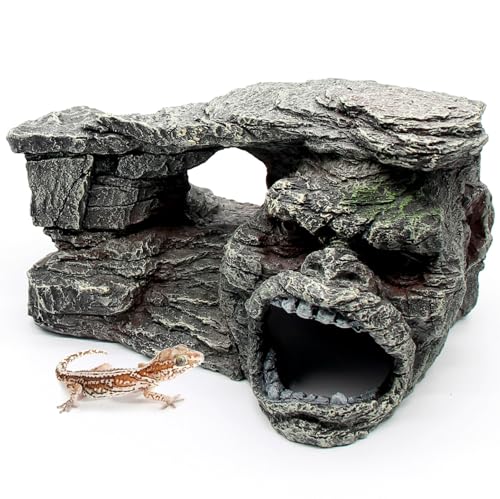 Gecko Hide Shale Scape Step Ledge, Reptile Rock Basking Platform Cave Hideout Tank Accessories Decorations, Great for Reptiles, Amphibians, Leopard Gecko, Snake, Lizard, Frogs, Turtle - color: Type-B