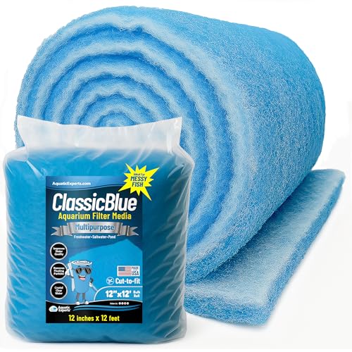 Aquatic Experts Classic Bonded Aquarium Filter Pad -12 Inches by 12 Feet by .75 Inch - Blue and White Filter Media Pad Bulk - Replacement Filter Rolls of Prefilter Floss - Made in USA - size: 12" x 12 Feet