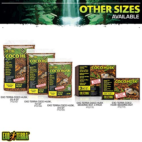 Exo Terra Coco Husk Brick, 8 QT (8.8 L) – Natural Coconut Fiber Terrarium Substrate for Reptiles, Amphibians & Tropical Enclosures - size: 8-Quart