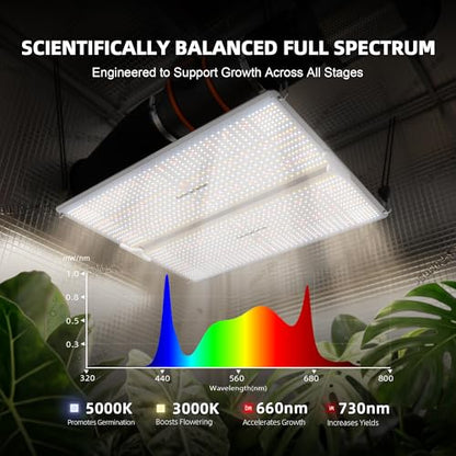 Spider Farmer SF4000 LED Grow Lights for Indoor Plants in 4x4 Grow Tent | 450W Dimmable Full Spectrum Grow Light, New-Gen High-Efficiency Diodes 2.7 PPE System for Seed Starting, Vegetables & Bloom - size: 4x4