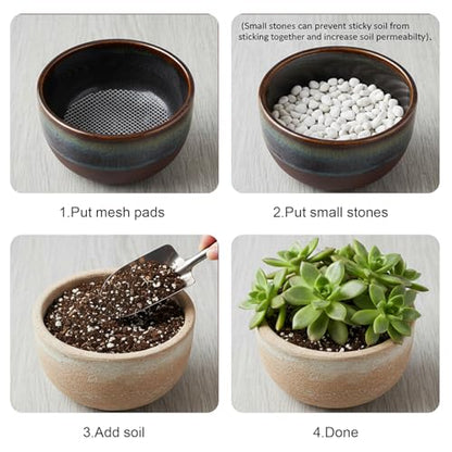 200Pcs Plant Pots Hole Mesh Pad 2/3/5 Inch Round Plant Pot Cover | Planter Bottom Drainage Inserts Grid Mat, Plastic, for Horticultural Enthusiasts and Flower Shops