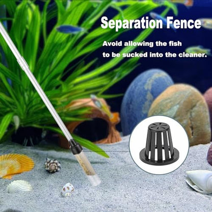 Carefree Fish Aquarium Small Gravel Cleaner 6Ft Hose Fish Tank Water Changer Sand Vacuum Silicone Airbag Adjustable Length ABS(for 3~8Gal Tank) 2026 New Upgrade Version - size: S(3~8Gal)