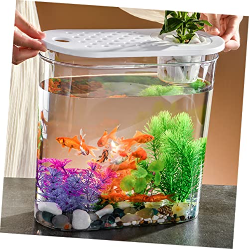Happyyami Transparent Plastic Tank Small Aquarium for Home Decoration Multi-Functional Fish Breeding Box Cover for Turtles and Reptiles