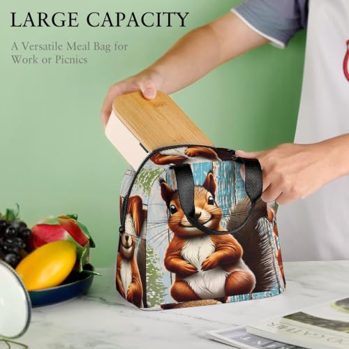 Spring Summer Squirrel Lunch Bag for Women Men | Insulated Lunch Box Leakproof Food Meal Containers Reusable Foldable 6L Capacity Lunch Tote Bags for Work Picnic Travel - color: style-9
