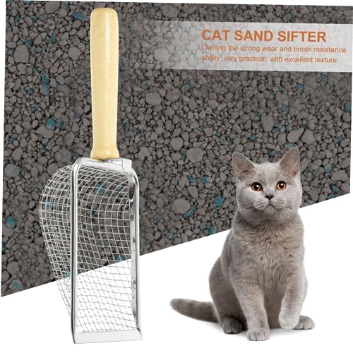 Mikikit Cat Litter Scoop with Wood Handle Ergonomic Design for Easy Pet Waste Cleaning for Reptile Terrariums and Animals Durable and Wear Litter