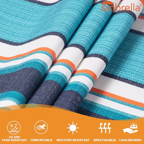 Lazy Daze 12 FT Sunbrella Fabric Hammock, Non-Fading Double Outdoor Hammock | 2 Person Hammock with Pillow, Straps, Carabiners , All Weather Fade Resistant for Outside, Token Surfside - color: Token Surfside