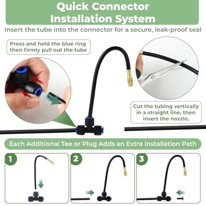 130FT Drip Irrigation System for Garden: 20 Nozzles 1/4" PE Tubing Automatic Watering Kit Adjustable Misting Sprinkler Mister Hose for Water Plants Tape Raised Beds Lawn Outdoor Yard Greenhouse 130FT - size: 130FT