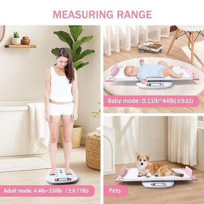 Digital Portable Pet Dog Cat Scale，Pet Scale，High-Precision Digital Scale，Electronic Baby Scale Digitalwith Height Markings，Multiple Weighing Modes, with switchable Units - color: White -Baby Scale