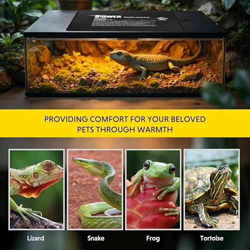 iPower 6x8 Inch Reptile Heating Pad, Under Tank Heater Terrarium Warmer Heat Mat for Turtles, Lizards, Frogs, Snakes, Safe & Energy-Efficient - color: Black/Heat Pad, size: 6" x 8"