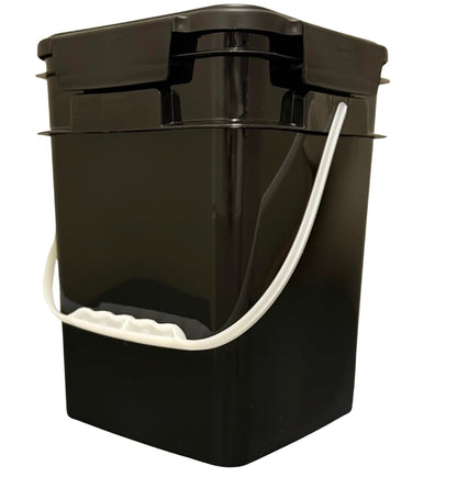 4 Gallon Square Food Grade Bucket Pail with Plastic Handles and Lid (Pack of 3) Made in USA containers (Black) - color: Black