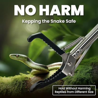 goodvibe - 47" Stainless Steel Snake Tong Reptile Grabber Wide Jaw Handling Tool with Anti-slips and Locked Snake grabber tool heavy duty for Rattlesnakes Copperhead or Cottonmouth Include Storage Bag