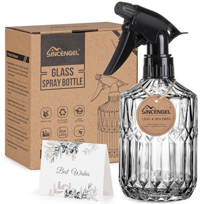 Plant Mister Spray Bottle, 13.5 oz Leak Proof Glass Spray Bottle for Inside Plants, Succulents, Herbs, Cleaning, Hair Care, Refillable Fine Mist Sprayer with Adjustable Mist Nozzle (Grey) - color: Grey