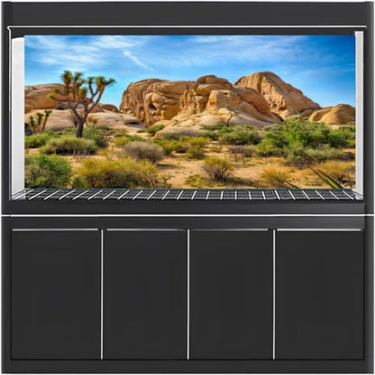 30X12 Inches Bearded Dragon Tank Background Joshua National Park Backdrop | Patterns with Desert Cactus Sandstone, suitable for Reptile Habitat Tank, Terrarium Background, Durable Polyester - size: 30 inches x 12 inches
