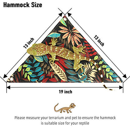 Bearded Dragon Hammock, Reptile Lizard Lounger Ladder Accessories Terrarium Habitat Decor for Large Small Bearded Dragons Geckos Lizards Snakes (Black)