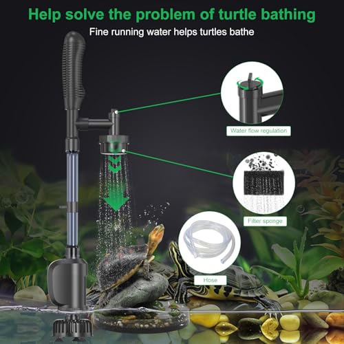 Electric Aquarium Gravel Cleaner, 36W 580 GPH Water Changer and Filter | Adjustable flow, 15 cm telescopic tube, 1.5 m hose, reusable sponge, low-water cleaning, and tool-free assembly