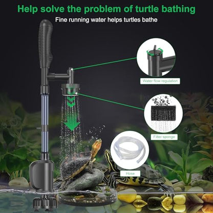 Electric Aquarium Gravel Cleaner, 36W 580 GPH Water Changer and Filter | Adjustable flow, 15 cm telescopic tube, 1.5 m hose, reusable sponge, low-water cleaning, and tool-free assembly