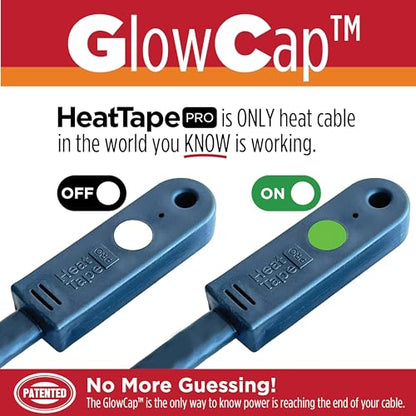 RADIANT SOLUTIONS HeatTapePro - Intelligent Commercial Grade Self-Regulating Heat Cable with GlowCap™ - 10 YR warranty - Ice Dam & Pipe Freeze Protection - 125 ft cable + 10 Ft Cord, 120V, 6 watts/Ft - style: Heat Tape Pro (125 FT)