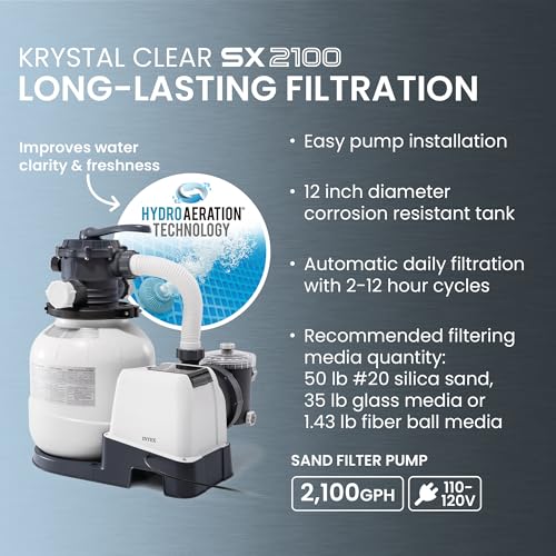 INTEX Ultra XTR 24ft x 12ft 52 in Above Ground Swimming Pool Set w/Pump | 26363EH - 2100 GPH Sand Filter Pump, Ladder, Pool Cover & Ground Cloth Included - Strong Galvanized Steel Frame - size: 24' x 12', style: Sand Filter Pump