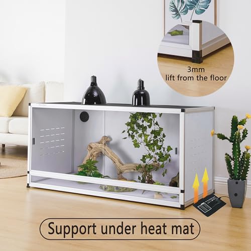 PVC Reptile Terrarium 44''x20''x20''Stackable Space Efficient ToxiRium Large Reptile Terrarium 76 Gallons for Bearded Dragon Gecko Lizard Snake,Vivarium with Sliding Doors Lock-2pcs with spacers - size: 44x20x20'' - 76 Gallon - 2pcs with spacers
