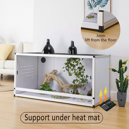 PVC Reptile Terrarium 44''x20''x20''Stackable Space Efficient ToxiRium Large Reptile Terrarium 76 Gallons for Bearded Dragon Gecko Lizard Snake,Vivarium with Sliding Doors Lock-2pcs with spacers - size: 44x20x20'' - 76 Gallon - 2pcs with spacers