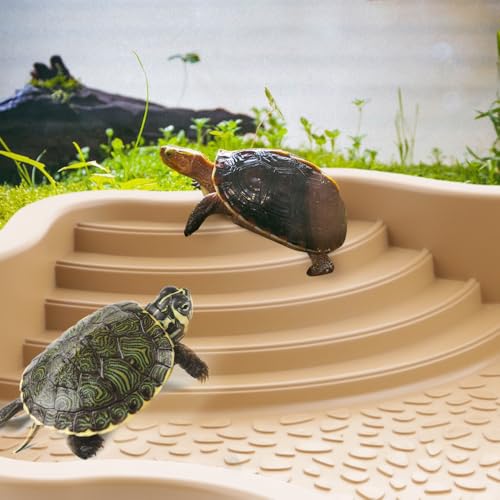 Turtle Bathing Pool Reptile Habitat Reptile Food Dish Water Bowl with Slope Terrarium Decoration for Turtle Horned Frog Lizard Gecko Snake