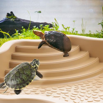 Turtle Bathing Pool Reptile Habitat Reptile Food Dish Water Bowl with Slope Terrarium Decoration for Turtle Horned Frog Lizard Gecko Snake