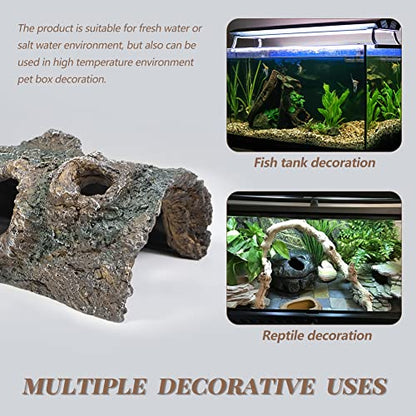 fazhongfa Reptile Hide Tree Trunk Lizard Snake Gecko Axolotl Spider Turtles Bearded Dragon Tank Accessories Large Hollow Log for Aquarium or Fish Tank Resin Wood Decorations Ornament - style: Style-1