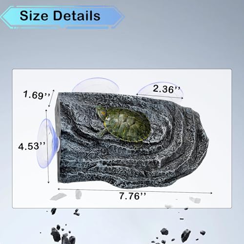 Turtle Basking Platform with 3pcs Suction Cups Resin Floating Climbing Terrace Simulated Rock Resting Dock for Semiaquatic Tortoise Frogs Lizards - style: Style B
