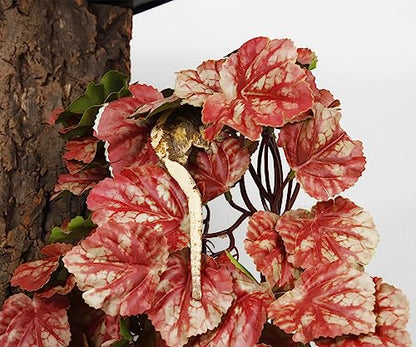 2Pack Pink Reptile Plants, Fake Heuchera Terrarium Hanging Suction | Tank Decor Fits Gecko Snake Tarantula Jumping Spider - color: E-fake Heuchera Micrantha Pink