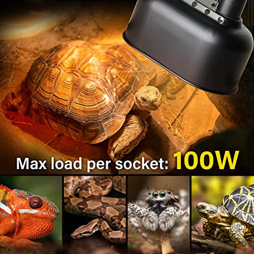Simple Deluxe Dual Reptile Light Fixture with Separate Switches, Aluminum Reflector 100W Double Dome Heat/UVB Lamp, for Small Animal Terrarium and Tortoise Habitat - size: 1 Pack-New