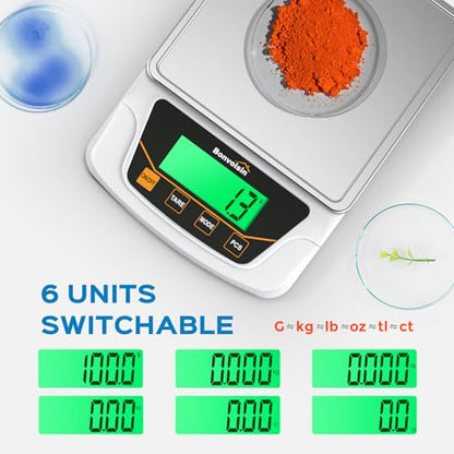 Digital Scale 0.1 Gram Accuracy Precision Lab Scale 6000g Scientific Digital Balance for Laboratory, Jewelry Weighing