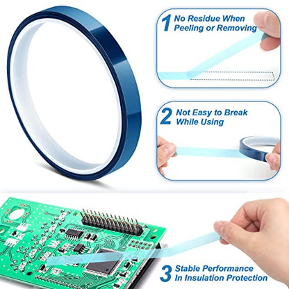 selizo Heat Tape for Heat Press Sublimation, 6 Packs Heat Transfer Tape Heat Resistant High Temperature Adhesive Tape for Dye Sublimation, HTV Craft - color: Blue