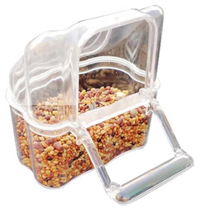 Lot of 4 Acrylic Clear Plastic Seed Food Water Feeder Hood Cups for Bird Parrot Cage with Spring Lock Feeder Doors