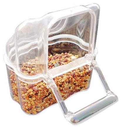 Lot of 4 Acrylic Clear Plastic Seed Food Water Feeder Hood Cups for Bird Parrot Cage with Spring Lock Feeder Doors
