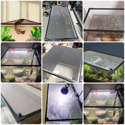 LZMZMQ Mesh Terrarium Lid Aquarium Hood, DIY Fish Tank Top Cover/Anti-Jumping Net with Magnetic Edges, Square Ventilation Opening Screen Netting, Cut to Size(L39.4xW17.7in/100x45cm) - size: L39.4xW17.7in/100x45cm