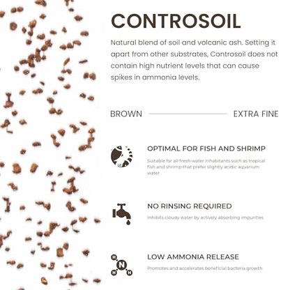 Ultum Nature Systems Controsoil - Freshwater Aqua Soil Substrate for Fish, Shrimp, Live Plant Propagation and Aquascaping - 6.8pH Low Ammonia, Volcanic Ash - Brown, Extra Fine (10 Liter) - color: Brown - Extra Fine, size: 10 Liters (9.1 kg)