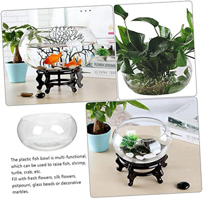 UKCOCO Glass Fish Bowl Round Terrarium for Desktop Multi Use Aquarium and Hydroponic Plant Pot Home Office Decoration for Goldfish Water Plants and Small Aquatic Ecosystems