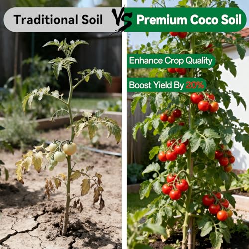6 Pcs Coco Coir Brick for Plants, 100% Organic Coconut Coir Bricks with Low EC and pH Balance, Compressed Coconut Husk Bricks for Gardening, Planting, Organic Potting Soil, High Water Retention - size: 6pcs