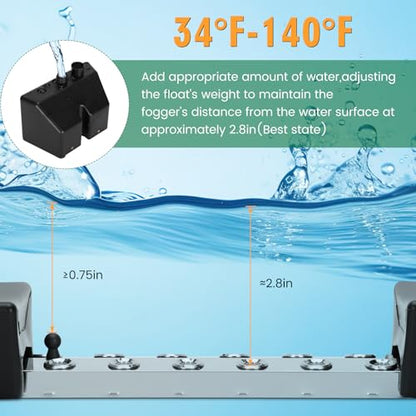 Ultrasonic Mist Maker Fogger 12 Head(9000ml/H), 110V 400W Power Water Proof Ultrasonic Mister, Ultrasonic Fogger Humidifier with Float, for Halloween Atmosphere, Vegetable Preservation, Landscape - size: 12 HEAD