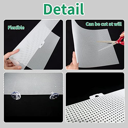 2 Pack Fish Tank Divider, Plastic Grid Cuttable Grid Plate Fish Separator with 12 Suction Cups DIY Designed Clear Easy to Bent 17 * 13in - size: 17x13in