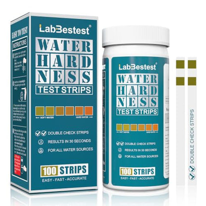 Water Hardness Test Kit & Hard Water Test Strips for Softener | Double Check Strips, Hardness Tester for Home, Drinking, Aquarium, Pool, Well, Tap and All Water Sources, 0-425 ppm/0-25 gpg