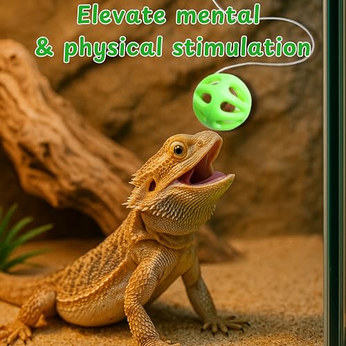 Bearded Dragon Enrichment Toys Feeder Ball, Interactive Feed Toys Bells Exercise Ball for Reptile Lizard Gecko Small Animals, Bearded Dragon Tank Accessories, Reptile Tank Accessories (Yellow) - color: Yellow