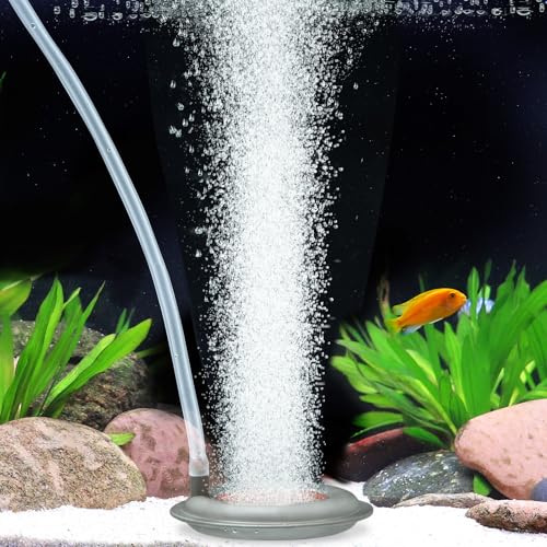 hygger Aquarium Air Stone, 2.6 Inch Nano Air Stone Makes Super Tiny Bubbles, Ultra Quiet Dissolved Oxygen Diffuser Small Airstone with Stainless Steel Base for Aquarium, Fish Tank & Hydroponic, Round - size: 2.6 Inch