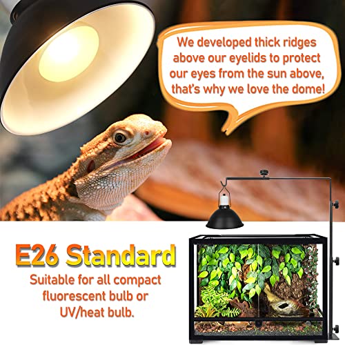 Reptile Reflector Dome Lamp Fixture, 8.5 inch Deep Polished Aluminum UVB Light Fixture for Reptile Glass Terrariums fit UVB UVA Bulb, Basking Heat Bulb, Ceramic Heat Emitter - size: 8.5 inch