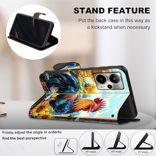 for Cricket Outlast 5G 2024 Wallet case with RFID Blocking Credit Card Holder Kickstand, Folio Flip PU Leather Shockproof Protective Cover for AT&T Motivate Pro 5G, Majestic Rooster - color: Majestic Rooster