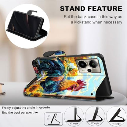 for Cricket Outlast 5G 2024 Wallet case with RFID Blocking Credit Card Holder Kickstand, Folio Flip PU Leather Shockproof Protective Cover for AT&T Motivate Pro 5G, Majestic Rooster - color: Majestic Rooster